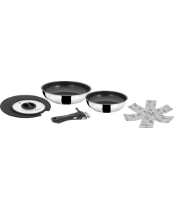 SET 2 PADELLE DA CAMPEGGIO BRUNNER "ACADEMY DOUBLE PAN Ø 22/20" CON COPERCHIO E MANICO STACCABILE