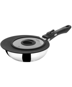 SET 2 PADELLE DA CAMPEGGIO BRUNNER "ACADEMY DOUBLE PAN Ø 22/20" CON COPERCHIO E MANICO STACCABILE