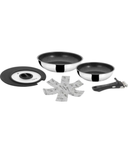 SET 2 PADELLE DA CAMPEGGIO BRUNNER "ACADEMY DOUBLE PAN Ø 22/20" CON COPERCHIO E MANICO STACCABILE