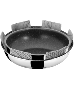 SET 2 PADELLE DA CAMPEGGIO BRUNNER "ACADEMY DOUBLE PAN Ø 22/20" CON COPERCHIO E MANICO STACCABILE