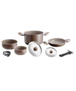 SET PENTOLE DA CAMPEGGIO BRUNNER "CHOCOLATE 7+1 Ø 20" IN ALLUMINIO ANTIADERENTE