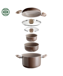 SET PENTOLE DA CAMPEGGIO BRUNNER "CHOCOLATE 7+1 Ø 20" IN ALLUMINIO ANTIADERENTE