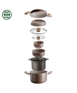 SET PENTOLE DA CAMPEGGIO BRUNNER "CHOCOLATE 9+1 Ø 22" IN ALLUMINIO ANTIADERENTE