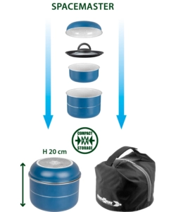 SET PENTOLE DA CAMPEGGIO BRUNNER "CAREZZA SPACEMASTER Ø 22" IN ALLUMINIO