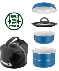 SET PENTOLE DA CAMPEGGIO BRUNNER "CAREZZA SPACEMASTER Ø 22" IN ALLUMINIO