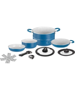 SET PENTOLE DA CAMPEGGIO BRUNNER "CAREZZA 7+1 Ø 22" IN ALLUMINIO