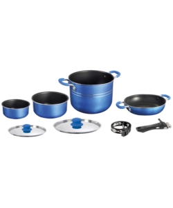 SET PENTOLE DA CAMPEGGIO BRUNNER "SKIPPER 7+1 Ø 18" IN ALLUMINIO ANTIADERENTE