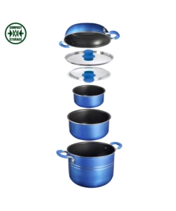 SET PENTOLE DA CAMPEGGIO BRUNNER "SKIPPER 7+1 Ø 18" IN ALLUMINIO ANTIADERENTE