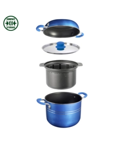 SET PENTOLE DA CAMPEGGIO BRUNNER "SKIPPER 4+1 Ø 22" IN ALLUMINIO ANTIADERENTE
