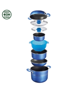 SET PENTOLE DA CAMPEGGIO BRUNNER "SKIPPER 9+1 Ø 24" IN ALLUMINIO ANTIADERENTE