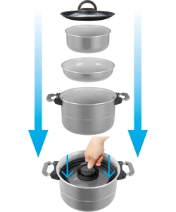 SET PENTOLE DA CAMPEGGIO BRUNNER "FUSION 7+1 Ø 22" IN ALLUMINIO E ANTIADERENTE