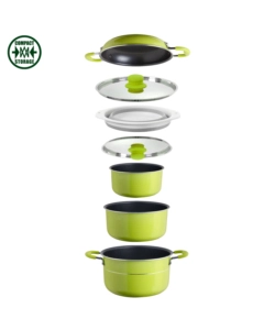 SET PENTOLE DA CAMPEGGIO BRUNNER "JUNIPER NG 8+1 Ø 24" IN ALLUMINIO ANTIADERENTE