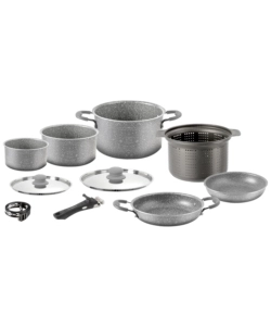 SET PENTOLE DA CAMPEGGIO "GOURMET ROCK NG 9+1 Ø 22 CM" IN ALLUMINIO ANTIADERENTE