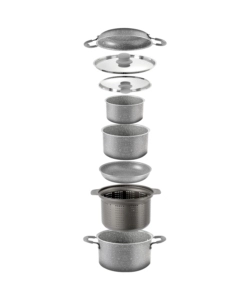 SET PENTOLE DA CAMPEGGIO "GOURMET ROCK NG 9+1 Ø 22 CM" IN ALLUMINIO ANTIADERENTE