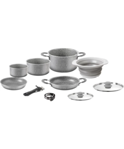 SET PENTOLE DA CAMPEGGIO "GOURMET ROCK NG 9+1 Ø 24 CM" IN ALLUMINIO ANTIADERENTE