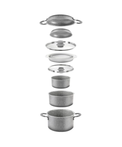 SET PENTOLE DA CAMPEGGIO "GOURMET ROCK NG 9+1 Ø 24 CM" IN ALLUMINIO ANTIADERENTE