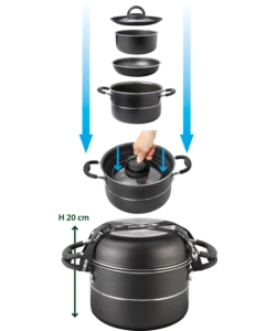 SET PENTOLE DA CAMPEGGIO BRUNNER "PIRATE NG 7+1 Ø 20" IN ALLUMINIO ANTIADERENTE