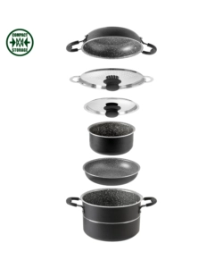 SET PENTOLE DA CAMPERGGIO BRUNNER "PIRATE 7+1 Ø 20" IN ALLUMINIO ANTIADERENTE
