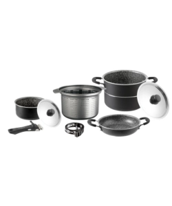 SET PENTOLE DA CAMPERGGIO BRUNNER "PIRATE 7+1 Ø 22" IN ALLUMINIO ANTIADERENTE