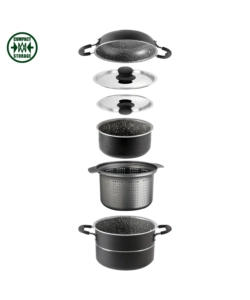 SET PENTOLE DA CAMPERGGIO BRUNNER "PIRATE 7+1 Ø 22" IN ALLUMINIO ANTIADERENTE