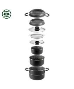 SET PENTOLE DA CAMPERGGIO BRUNNER "PIRATE 9+1 Ø 24" IN ALLUMINIO ANTIADERENTE