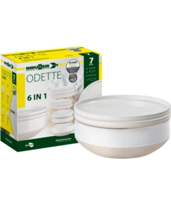 SET 7 STOVIGLIE DA CAMPEGGIO BRUNNER "ODETTE" IN STONE TOUCH ANTISCIVOLO