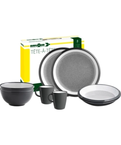 SET 8 STOVIGLIE DA CAMPEGGIO BRUNNER "GRANYTE" IN MELAMINA ANTISCIVOLO