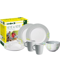 SET 8 STOVIGLIE DA CAMPEGGIO BRUNNER "SANDHYA" IN MELAMINA ANTISCIVOLO