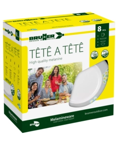 SET 8 STOVIGLIE DA CAMPEGGIO BRUNNER "SANDHYA" IN MELAMINA ANTISCIVOLO