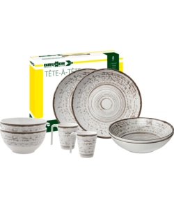 SET 8 STOVIGLIE DA CAMPEGGIO BRUNNER "KASSANDRA" IN MELAMINA ANTISCIVOLO