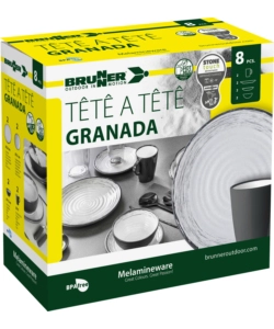 SET 8 STOVIGLIE DA CAMPEGGIO BRUNNER "GRANADA" IN STONE TOUCH ANTISCIVOLO