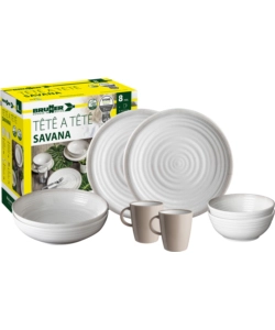 SET 8 STOVIGLIE DA CAMPEGGIO BRUNNER "SAVANA" IN STONE TOUCH ANTISCIVOLO