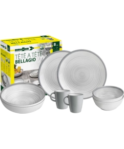 SET 8 STOVIGLIE DA CAMPEGGIO BRUNNER "BELLAGIO" IN STONE TOUCH ANTISCIVOLO