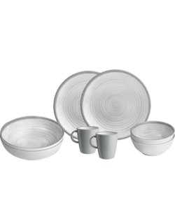 SET 8 STOVIGLIE DA CAMPEGGIO BRUNNER "BELLAGIO" IN STONE TOUCH ANTISCIVOLO