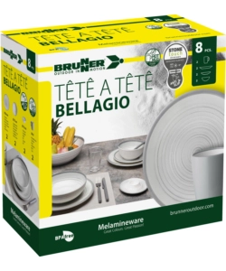 SET 8 STOVIGLIE DA CAMPEGGIO BRUNNER "BELLAGIO" IN STONE TOUCH ANTISCIVOLO