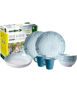 SET 8 STOVIGLIE DA CAMPEGGIO BRUNNER "AMALFI" IN STONE TOUCH ANTISCIVOLO