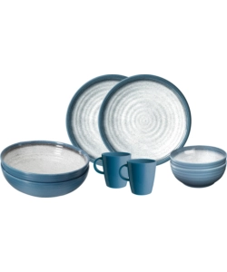SET 8 STOVIGLIE DA CAMPEGGIO BRUNNER "TUSCANY" IN STONE TOUCH ANTISCIVOLO