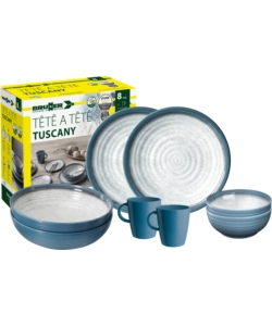 SET 8 STOVIGLIE DA CAMPEGGIO BRUNNER "TUSCANY" IN STONE TOUCH ANTISCIVOLO