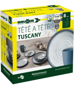 SET 8 STOVIGLIE DA CAMPEGGIO BRUNNER "TUSCANY" IN STONE TOUCH ANTISCIVOLO