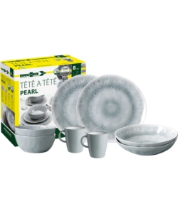 SET 8 STOVIGLIE DA CAMPEGGIO BRUNNER "PEARL" IN STONE TOUCH ANTISCIVOLO
