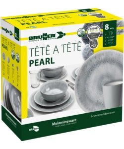 SET 8 STOVIGLIE DA CAMPEGGIO BRUNNER "PEARL" IN STONE TOUCH ANTISCIVOLO
