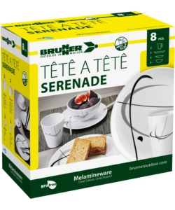 SET 8 STOVIGLIE DA CAMPEGGIO BRUNNER "SERENADE" IN MELAMINA ANTISCIVOLO