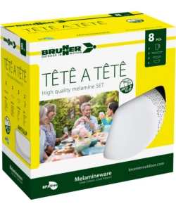 SET 8 STOVIGLIE DA CAMPEGGIO BRUNNER "PRALIN" IN MELAMINA ANTISCIVOLO
