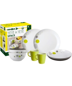 SET 8 STOVIGLIE DA CAMPEGGIO BRUNNER "SPACE" IN MELAMINA ANTISCIVOLO