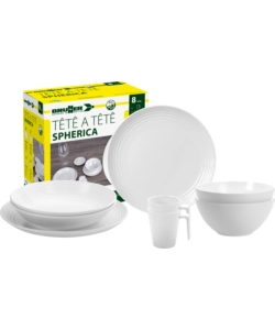 SET 8 STOVIGLIE DA CAMPEGGIO BRUNNER "SPHERICA" IN MELAMINA ANTISCIVOLO