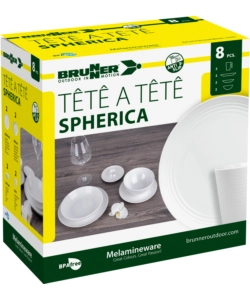 SET 8 STOVIGLIE DA CAMPEGGIO BRUNNER "SPHERICA" IN MELAMINA ANTISCIVOLO