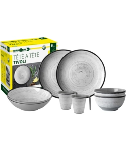 SET 8 STOVIGLIE DA CAMPEGGIO BRUNNER "TIVOLI" IN MELAMINA ANTISCIVOLO
