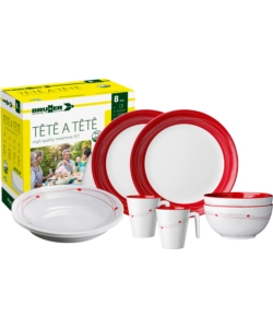 SET 8 STOVIGLIE DA CAMPEGGIO BRUNNER "COSMIC" IN MELAMINA ANTISCIVOLO