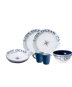 SET 8 STOVIGLIE DA CAMPEGGIO BRUNNER "BLUE OCEAN" IN MELAMINA ANTISCIVOLO