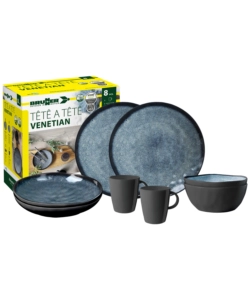SET 8 STOVIGLIE DA CAMPEGGIO BRUNNER "VENETIAN" IN STONE TOUCH ANTISCIVOLO